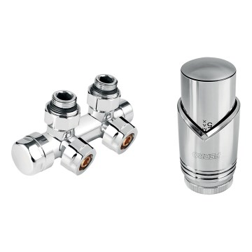 Novaservis - Keskiliitäntäinen kulmapatterisarja, kiiltävä kromi