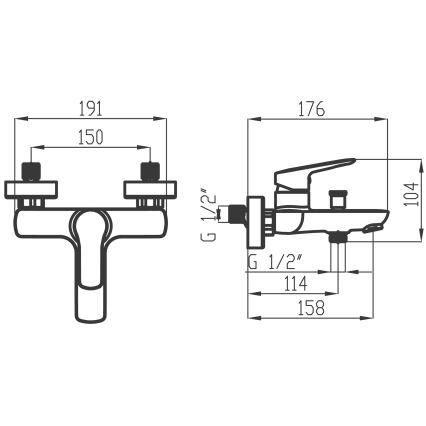 Novaservis - METALIA kylpyammesetti sekoittajalla, kiiltävä kromi