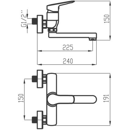 Novaservis - Pesuallas/altaan hana METALIA kiiltävä kromi