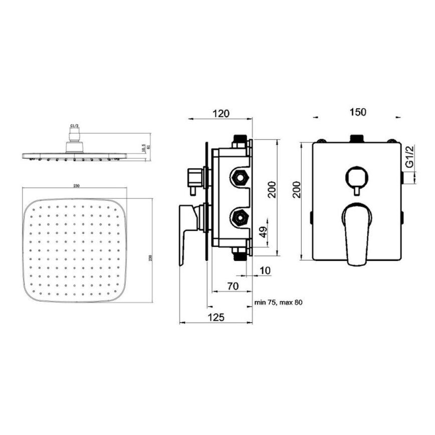 Novaservis - Suihkusetti piilotettu hana METALIA ECO kiiltävä kromi