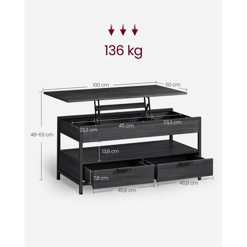 NYRO-nostettava sohvapöytä, musta