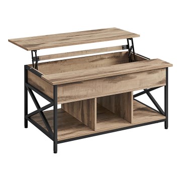 NYRO-nostettavalla kannella varustettu sohvapöytä, ruskea/musta