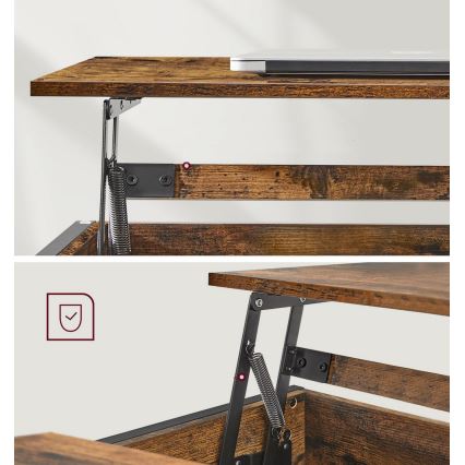 NYRO-sohvapöytä nostettavalla pöytätasolla, ruskea/musta