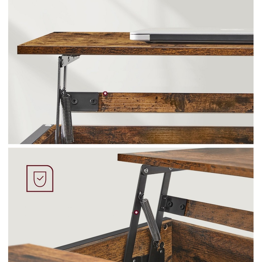 NYRO-sohvapöytä nostettavalla pöytätasolla, ruskea/musta