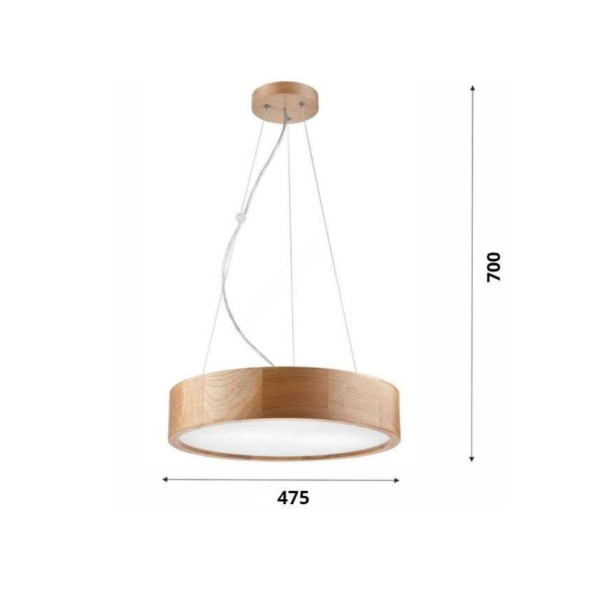 Kattovalaisin köydellä OAK 3xE27/60W/230V tammi ? 47,5 cm