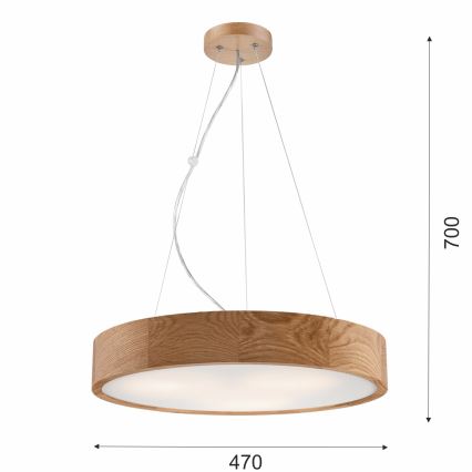 Kattovalaisin köydellä OAK 3xE27/60W/230V tammi ? 47,5 cm