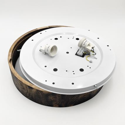 Kattovalaisin OAK SMOKY 2xE27/15W/230V ? 37,5 cm tammi/tummanruskea