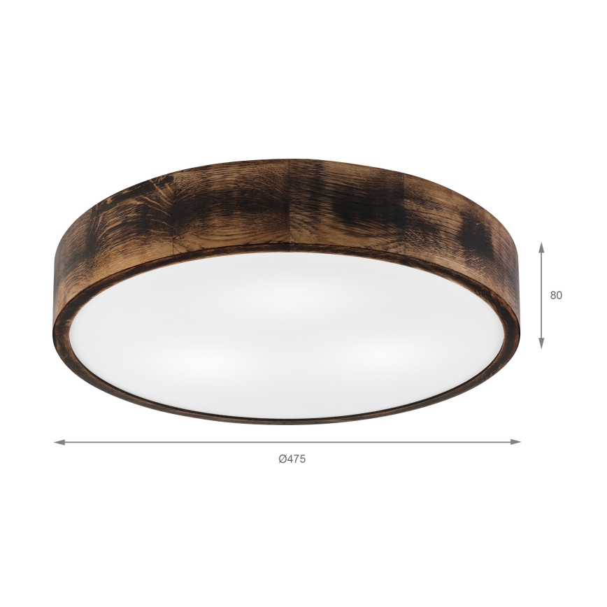 Kattovalaisin OAK SMOKY 3xE27/15W/230V ? 47,5 cm tammi/tummanruskea