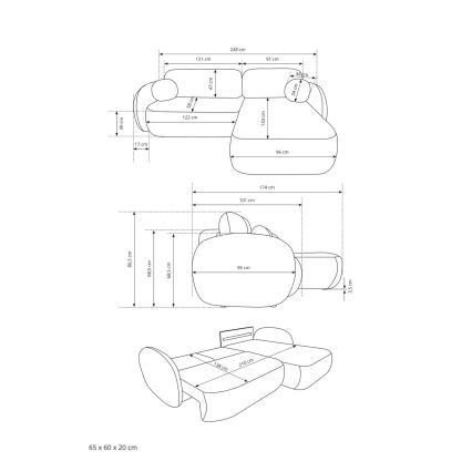 OLBIA L-mallinen kulmavuodesohva säilytystilalla, vasen, beige