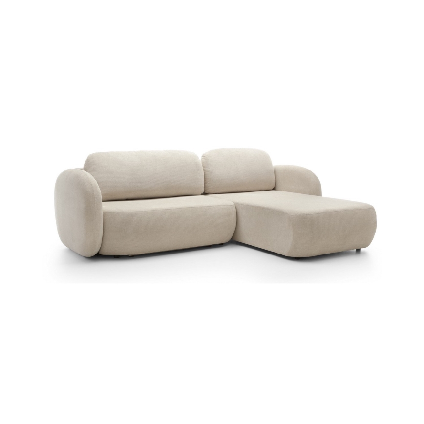 OLBIA L-muotoinen avattava kulmasohva säilytystilalla, oikeanpuoleinen, beige