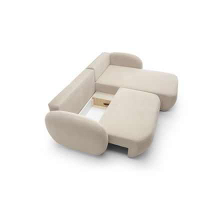 OLBIA L-muotoinen avattava kulmasohva säilytystilalla, oikeanpuoleinen, beige