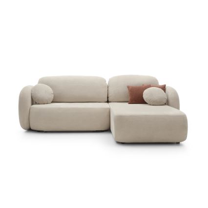 OLBIA L-muotoinen avattava kulmasohva säilytystilalla, oikeanpuoleinen, beige