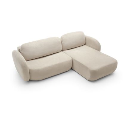 OLBIA L-muotoinen avattava kulmasohva säilytystilalla, oikeanpuoleinen, beige
