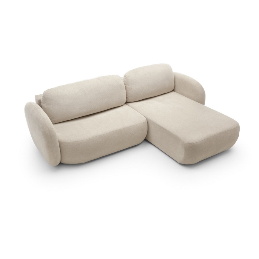 OLBIA L-muotoinen avattava kulmasohva säilytystilalla, oikeanpuoleinen, beige