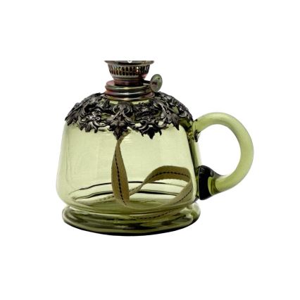 öljylamppu LUCIE 35 cm metsänvihreä koristeltu tinalla