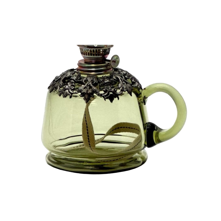 öljylamppu LUCIE 35 cm metsänvihreä koristeltu tinalla