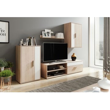 Olohuoneen kalusteseinä BRICK, sonoma-tammi/valkoinen