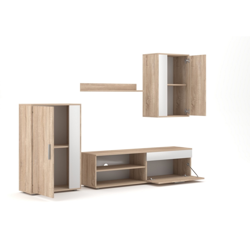 Olohuoneen kalusteseinä BRICK, sonoma-tammi/valkoinen