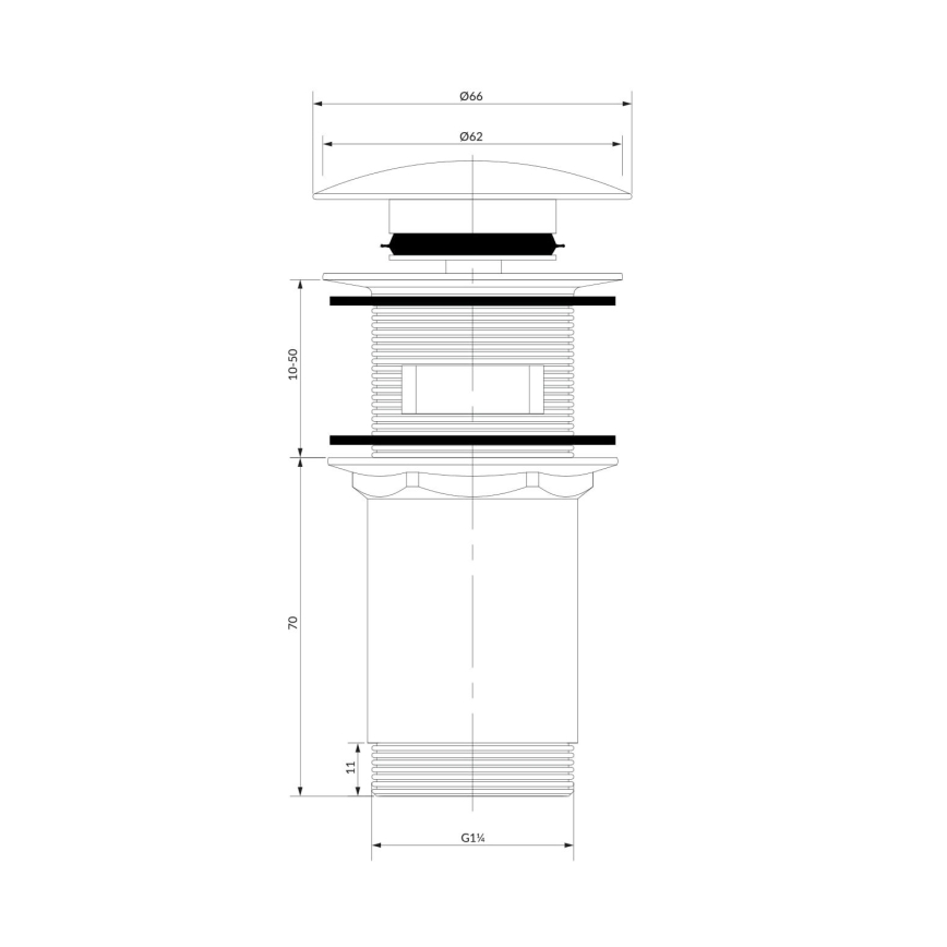 OMNIRES A706AT - Pesuallashana CLICK-CLACK ulosotto pr. 6,6 cm harjattu antrasiitti