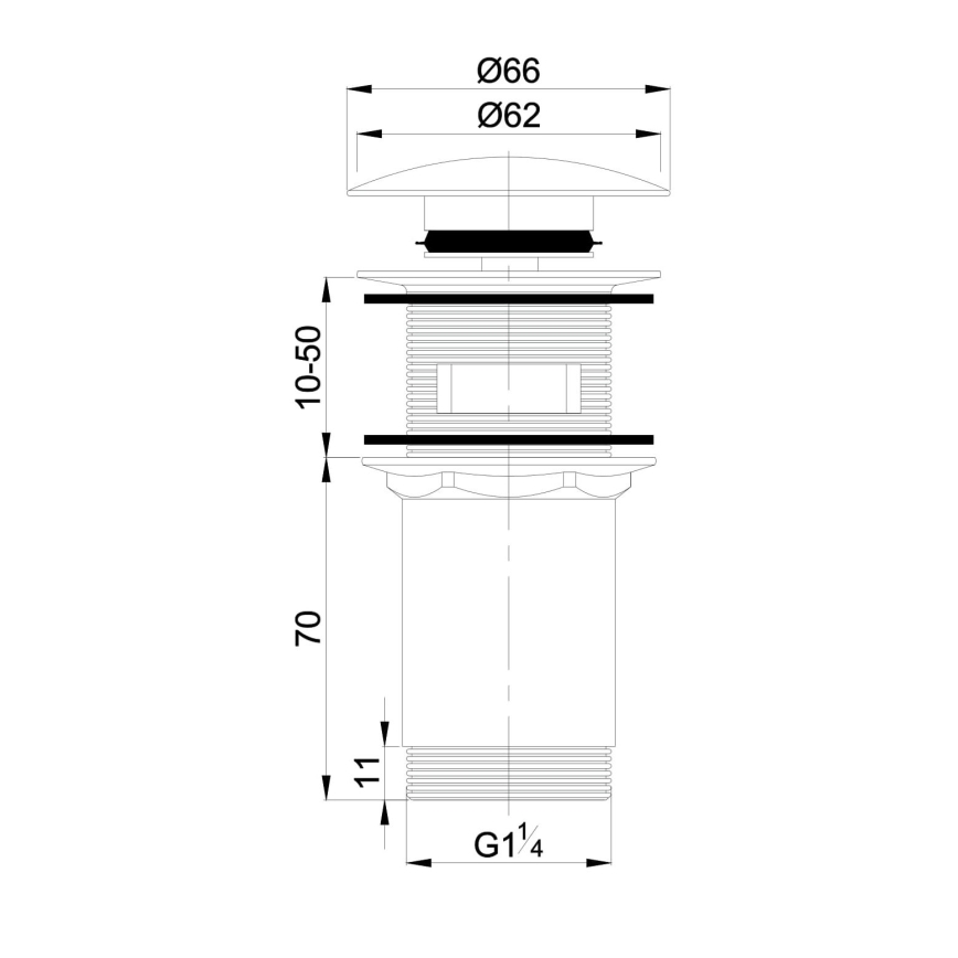OMNIRES A706CR - Pesuallashana CLICK-CLACK halkaisija 6,6 cm kiiltävä kromi