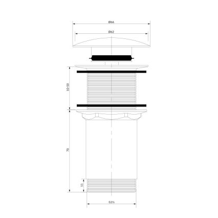 OMNIRES A716GR - Pesuallapannan CLICK-CLACK-viemäri, halkaisija 6,6 cm, harjattu grafiitti