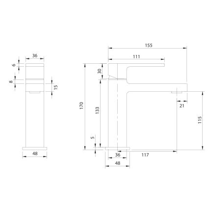 OMNIRES BA7810BL - Pesuallashana BARETTI 17 cm mattamusta
