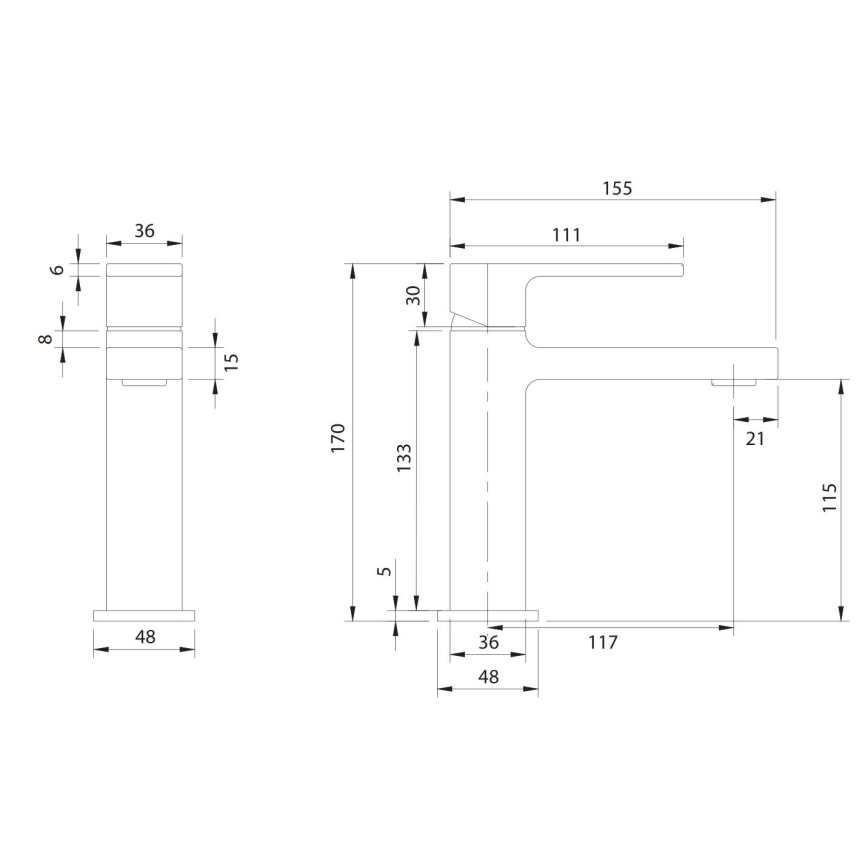 OMNIRES BA7810BL - Pesuallashana BARETTI 17 cm mattamusta