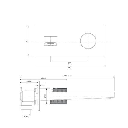 OMNIRES CT8015CR - Allaskaappi hana CONTOUR kiiltävä kromi, upotettava asennus