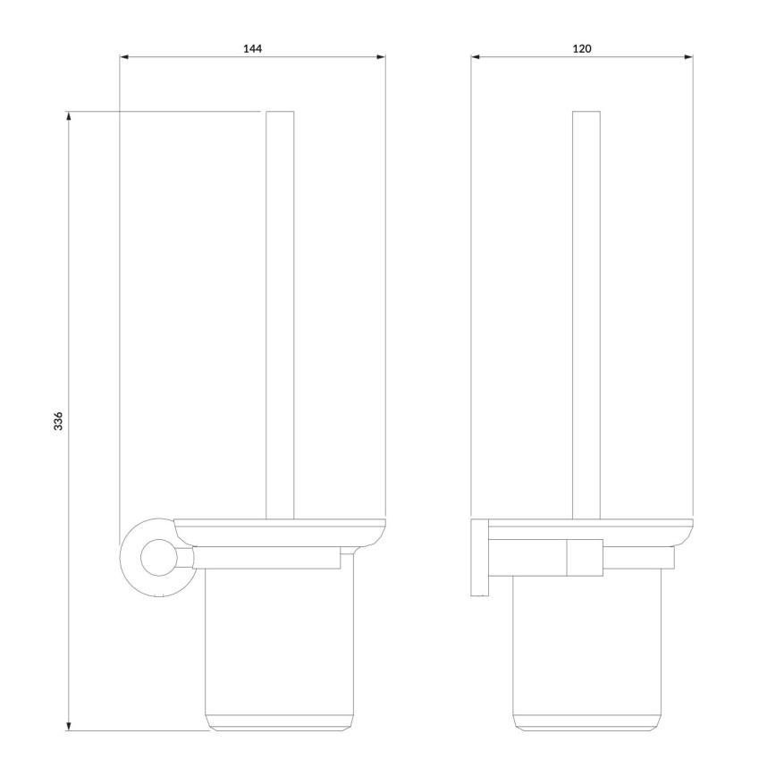 OMNIRES MP60620BL - Seinälle kiinnitettävä wc-harja MODERN PROJECT matta musta