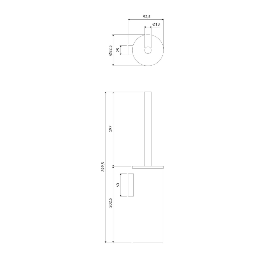 OMNIRES MP60621CR - Seinälle kiinnitettävä wc-harja MODERN PROJECT kiiltävä kromi
