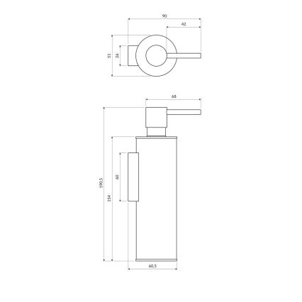 OMNIRES MP60721BL - Seinäsaippuanannostelija MODERN PROJECT 150 ml matta musta