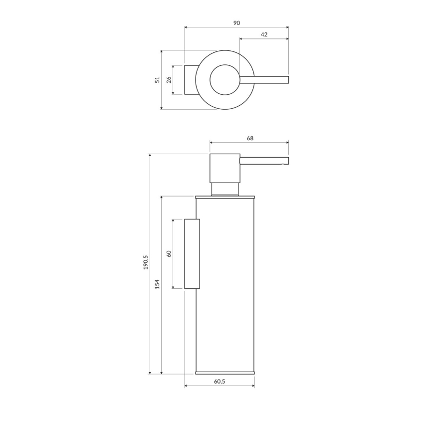 OMNIRES MP60721BL - Seinäsaippuanannostelija MODERN PROJECT 150 ml matta musta