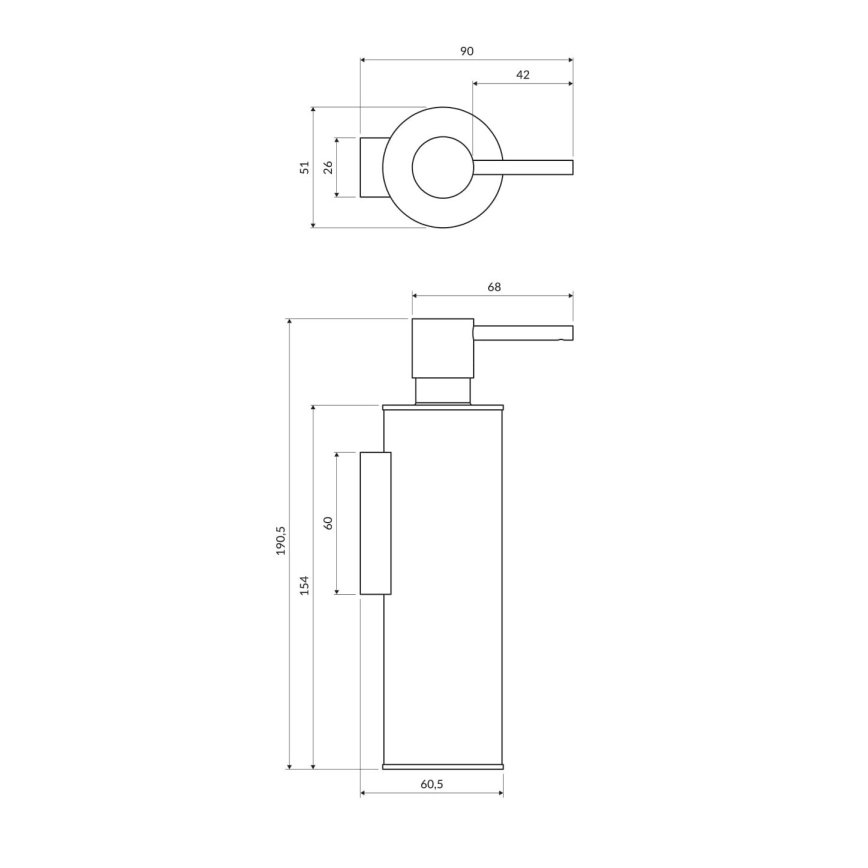 OMNIRES MP60721CR - Seinäsaippuanannostelija MODERN PROJECT 150 ml kiiltävä kromi