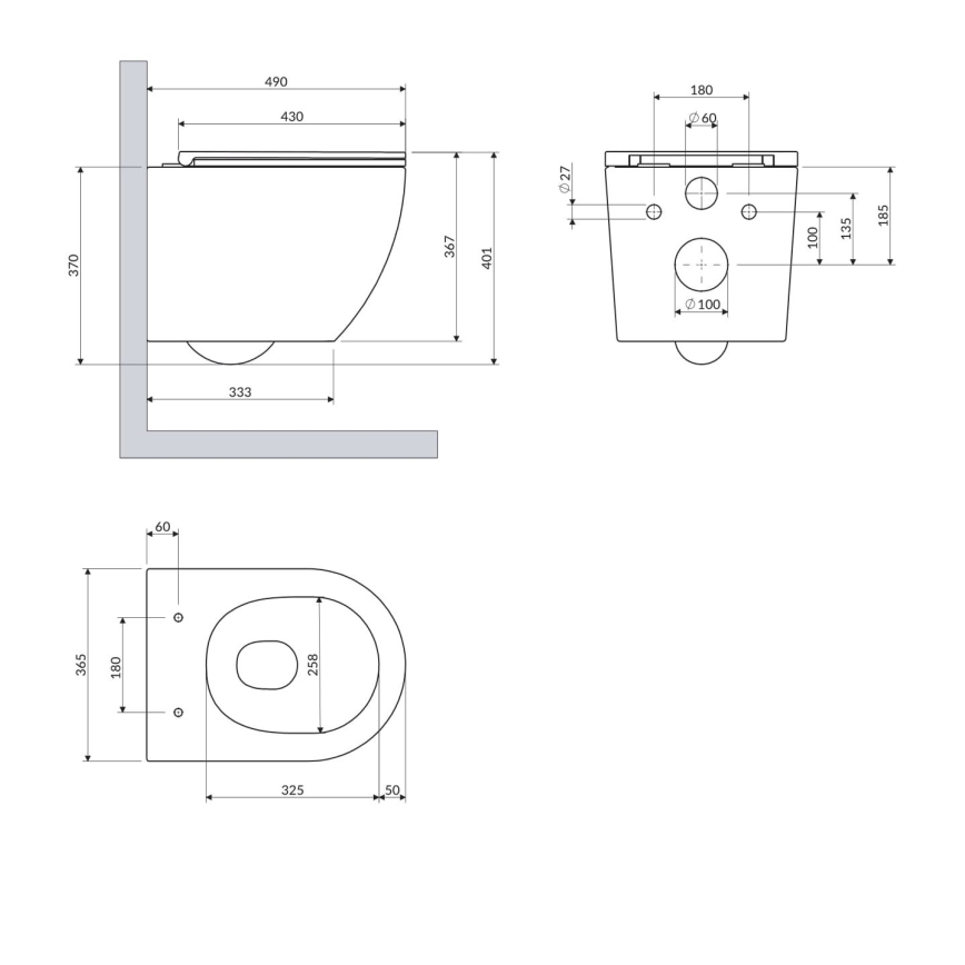 OMNIRES OTTAWASPXMWBM - Seinään asennettava WC-istuin SoftClose-kannella OTTAWA, keramiikka/mattavalkoinen