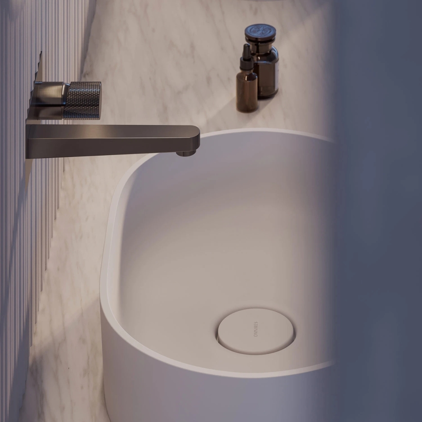 OMNIRES OVOUNBM - Pöytätasolle asennettava pesuallas OVO 55x36 cm dolomiitti/matvalkoinen