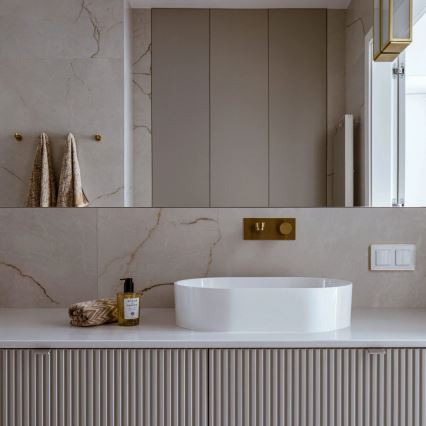 OMNIRES OVOUNBP - OVO-tasolle asennettava pesuallas 55x36 cm dolomiitti/kiiltävä valkoinen