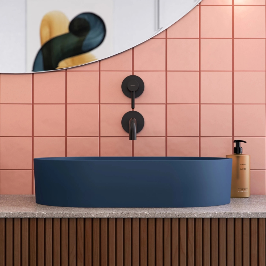 OMNIRES OVOUNMB - OVO pesuallas tason päälle 55x36 cm, dolomiitti/mattainen keskiyönsininen