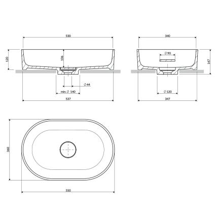 OMNIRES OVOUNTE - Pöytätason pesuallas OVO 55x36 cm dolomiitti/matattu terrakotta
