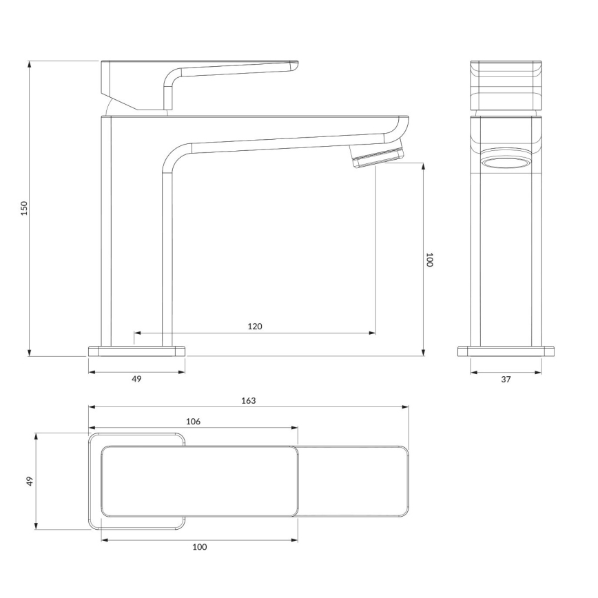OMNIRES PM7410GR - PARMA 15 cm pesuallashana, harjattu grafiitti