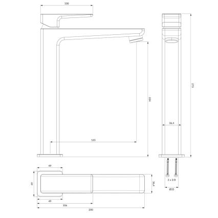 OMNIRES PM7412BL - Altaan hana PARMA 27,3 cm matta musta
