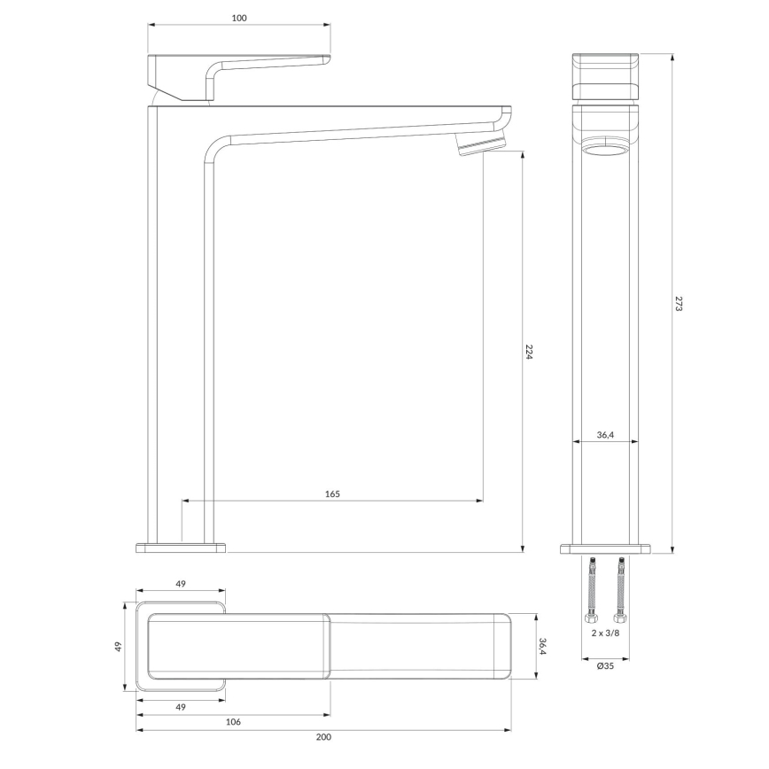 OMNIRES PM7412CRB - Altaan hana PARMA 27,3 cm kiiltävä kromi/valkoinen