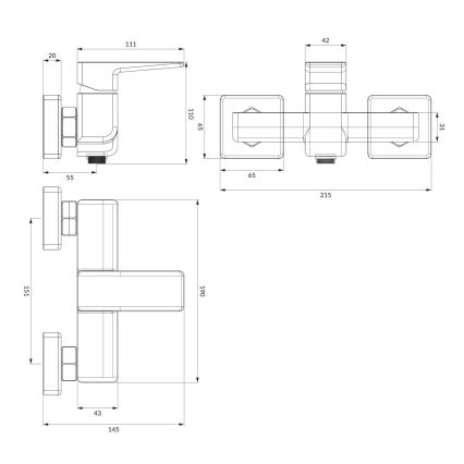 OMNIRES PM7440BL - Suihkuhana PARMA matta musta