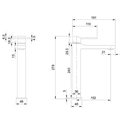 OMNIRES SL7712CR - Altaan hana SLIDE 27,8 cm kiiltävä kromi
