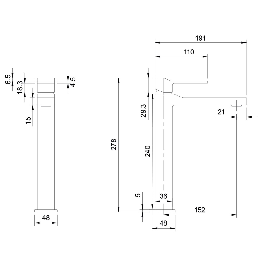 OMNIRES SL7712CR - Altaan hana SLIDE 27,8 cm kiiltävä kromi