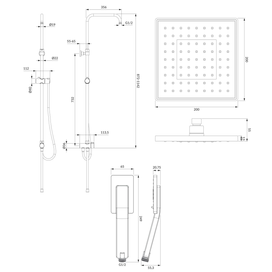 OMNIRES SYSJIMJIMCR - JIMJIM-suihkusetti kiiltävä kromi