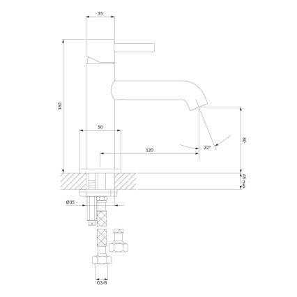 OMNIRES Y1210NBLGL - Pesuallashana Y 16,2 cm mattamusta/kiiltävä kulta