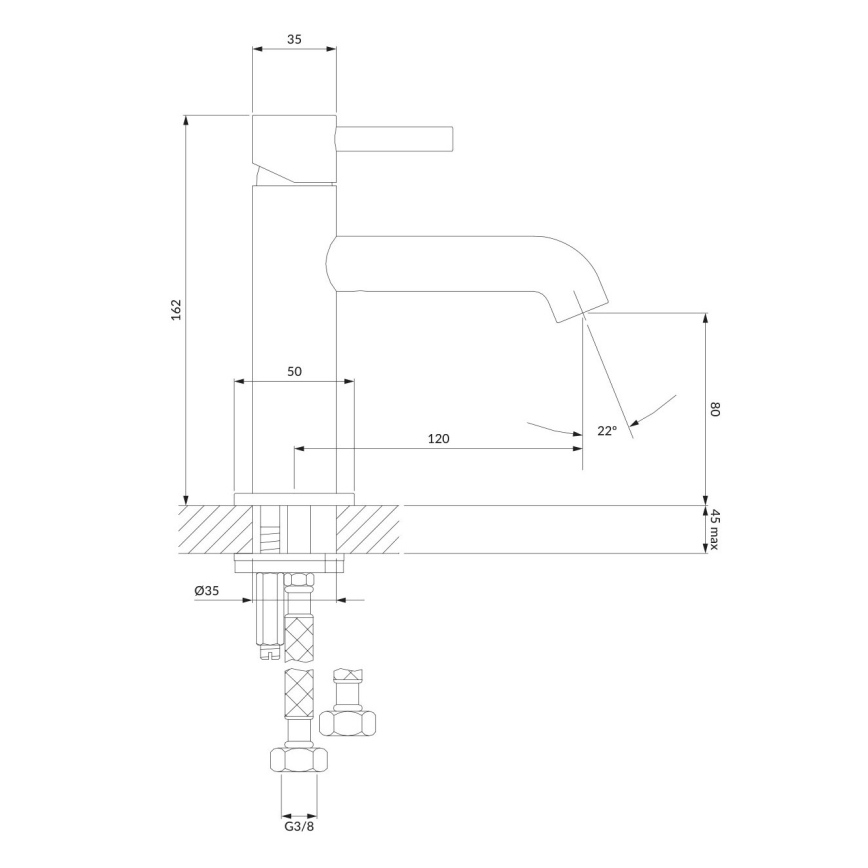 OMNIRES Y1210NBLGL - Pesuallashana Y 16,2 cm mattamusta/kiiltävä kulta