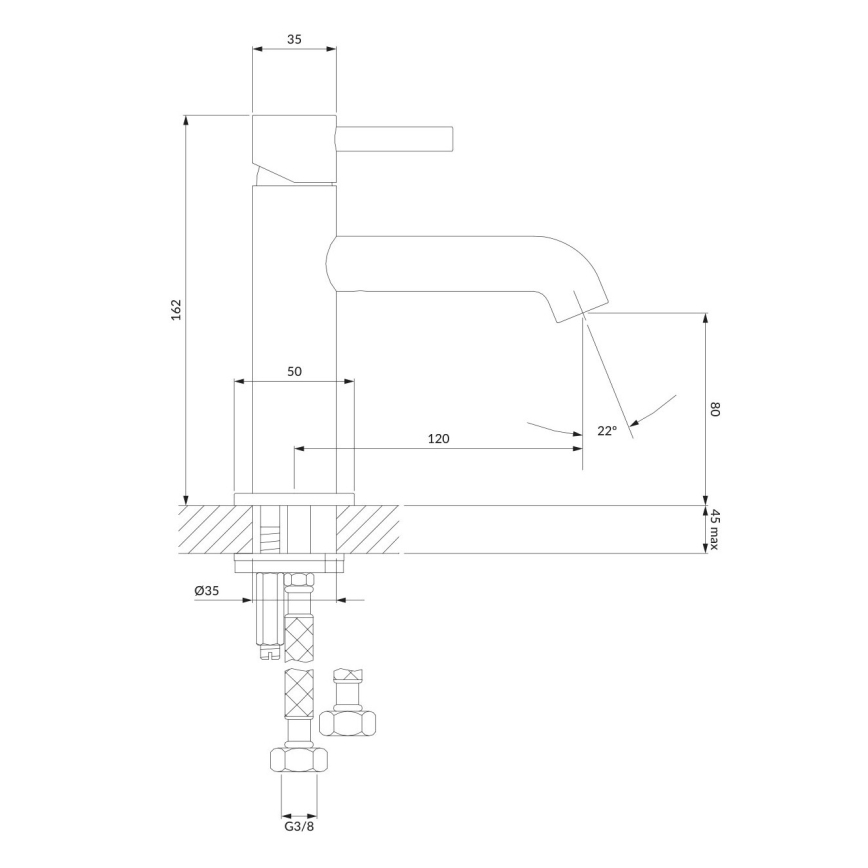 OMNIRES Y1210NGLB - Lavuaarihana Y 16,2 cm, harjattu kulta