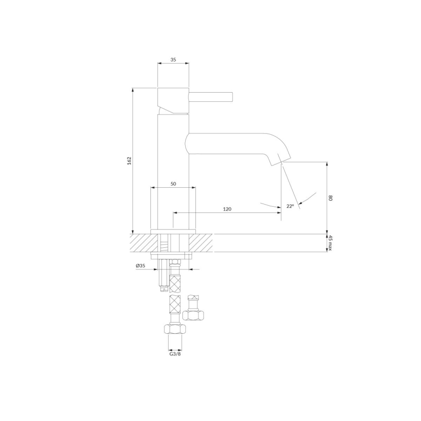 OMNIRES Y1210NGR - Altaan hana Y 16,2 cm harjattu grafiitti