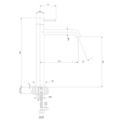 OMNIRES Y1212BLGL - Altaan hana Y 30,8 cm semimatta musta/kiiltävä kultainen